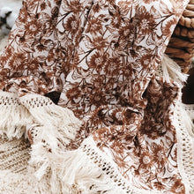 Load image into Gallery viewer, Rust Floral Cotton Fringe Wrap

