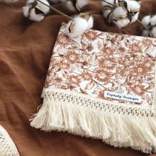 Load image into Gallery viewer, Rust Floral Cotton Fringe Wrap
